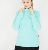 Womens Jack Wolfskin Gecko Fleece Pool Blue Half Zip Long Sleeved Top